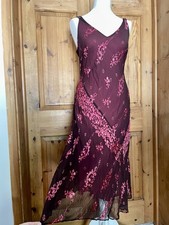 Vintage Y2K Monsoon Bias Cut Silk Dress UK 12