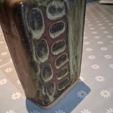 Studio Pottery Attractive Subdued Colour  Glaze Weighty Square Vase 5 x 1 .5 in
