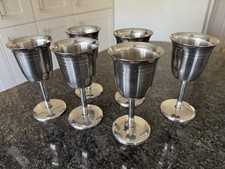 Set of 6 Stainless Steel Vintage Wine Goblets. Great Condition.