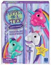 Children's Colourful UNICORN Stick Puppet with Moving Mouth Puppet Theatre Toy
