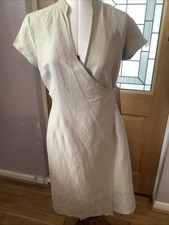 Noa Noa Silk Linen Mix Tie Wrap Dress, Size Small, Beige Colour, Sequins, Used