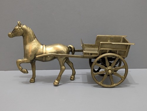 Vintage brass horse cart - vintage,