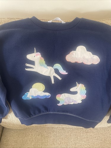 Girls navy sequin unicorn - sequin,