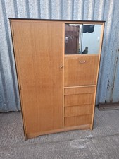 Avalon Yatton Wardrobe with Drawers and Mirrored Cupboard Tallboy Mid Century