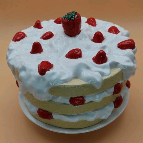 Ceramic strawberry layer cake - ceramic,