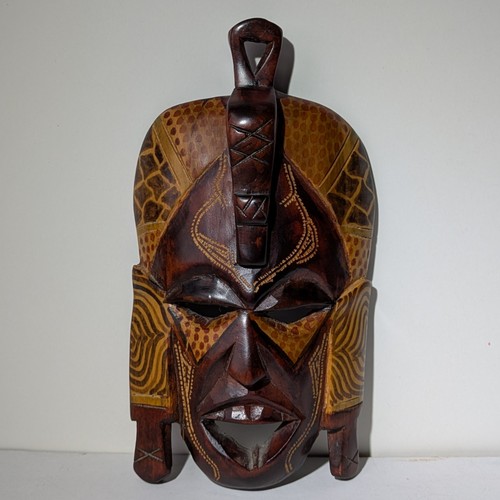 Carved wooden mask - carved,
