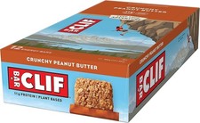 Clif Crunchy Peanut Butter Bar Energy Snack Full Box 12 x 68g Bars (damaged box)