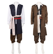 Pirates of the Caribbean Jack Sparrow Full Suit Cosplay Costume Outfit Coat