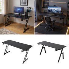 120/140/160cm Black Gaming Desk Computer Table Home Office Desk with Cup Holder