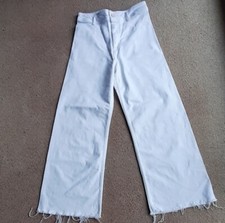 Zara women’s jeans white Medium straight wide leg back pockets zip cotton.
