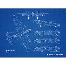 Avro Lancaster Bomber Aircraft Plane Blueprint Plan Canvas Wall Art Print Poster