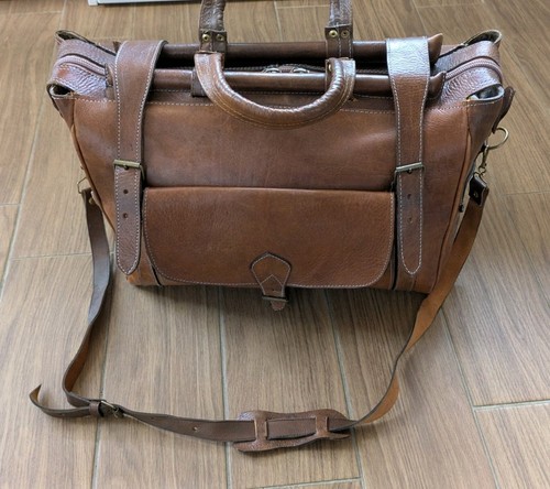 Vintage leather luggage bag - luggage,