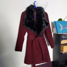 BNWOT *New Look* Dark Red Wine Coat Hippy Boho size 8