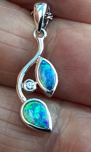 Black opal and diamond pendant - opal,
