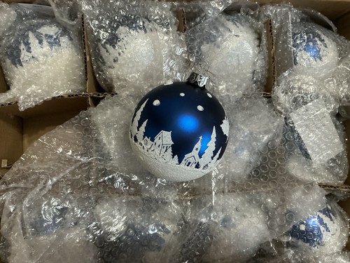 12x bauble glitter - bauble, blue