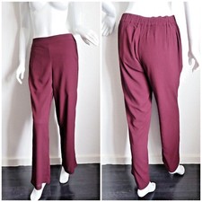 Womens BNWT Wine Ribbed Loose Fit Wide Leg Palazzo Smart Trousers Pants UK10/12