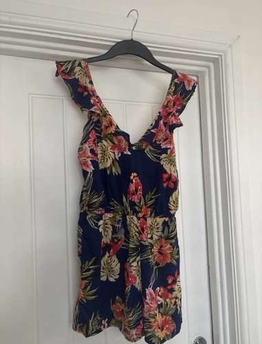 Navy floral playsuit size - navy,