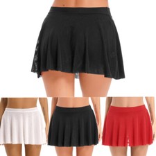 UK Woman Mesh Skirt Bottom Double Layers Tulle Petticoat Mini Skirt Ruffle Skirt