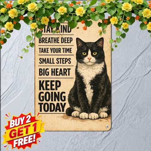 Black white cat motivational - white,