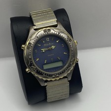 39mm Philip Persio Titanium Universal RUNNING Quartz Watch Blue Dial Analog Digi