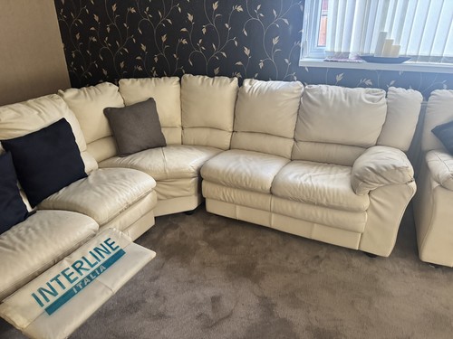 Large white leather - large, corner