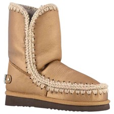 Women's Mou Eskimo Ankle Boots 24 Rhinestones Logo Leather Bronze