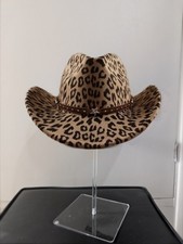 Leopard Print Star Fedora Cowboy Cowgirl Hat Fancy Dress Party Hen Rodeo Western