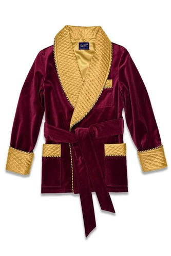 Red velvet smoking - jacket, robe