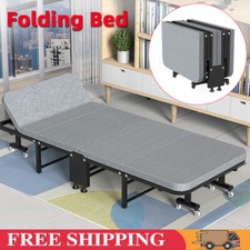 Folding Single Sofa Bed with Mattress Adjustable Backrest Portable Sleeper Wheel