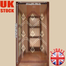 Wooden Beaded Bamboo Door Curtain Hanging Fly Screen Blind Divider Room Decor UK