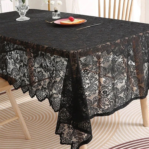 Black french lace tablecloth - french,