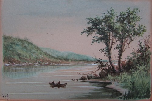 Hudson river painting signed - river,