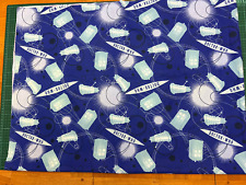 Vintage DR WHO Cotton Fabric Remnant 31"/79cm x 22"/56cm Tardis Time Travel