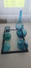  Teal Blue Art Glass Vases &