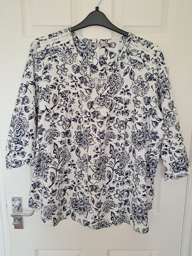 Ladies white navy floral - white,
