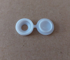 WHITE PLASTIC FOLD OVER HINGED SCREW COVER CAPS PACKS OF 30 8G