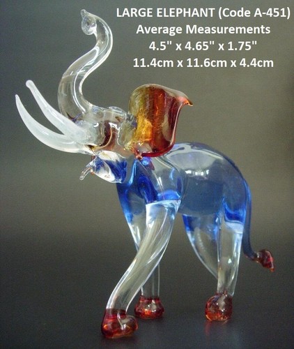 Large blown glass elephant - large,
