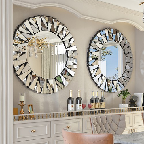 80cm round silver glass - 80cm,