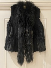 Real Fur Gilet Black Grey