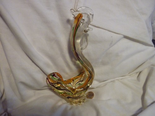 Murano glass cockerel ashtray - glass,