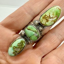 LONG Navajo Palomino Turquoises  Ring Size 8  Sterling by BJA 20.5g Thunderbird