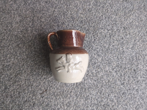 Small salt glazed jug - glazed, horse
