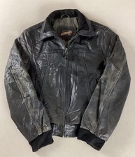 Vintage Redskins Distressed Leather Bomber Jacket Calfskin Size L