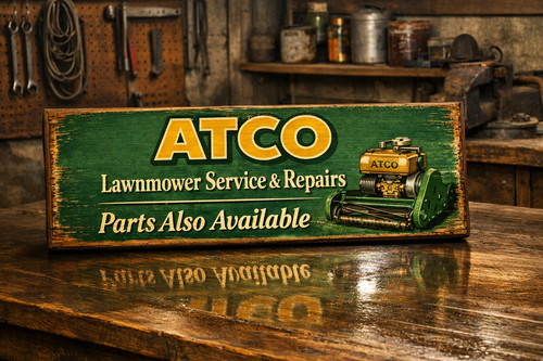 Vintage style lawnmower sign - style,