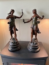 Antique pair bronze spelter - pair,