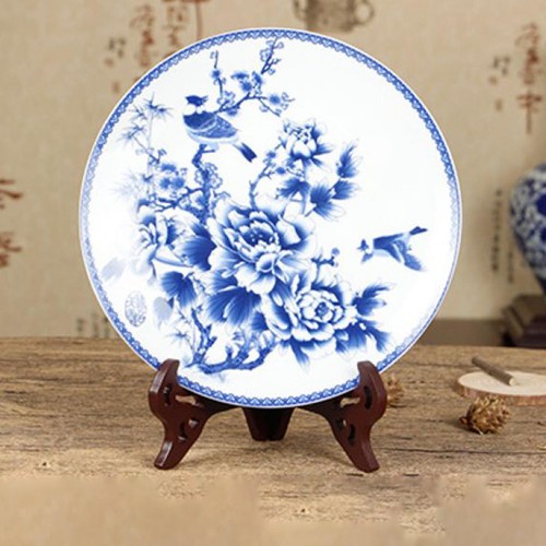 Vintage wooden plate display - wooden,