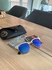 Rayban Clubmaster Blue Gradient RB3507 Unisex Sunglasses- Discontinued Silver