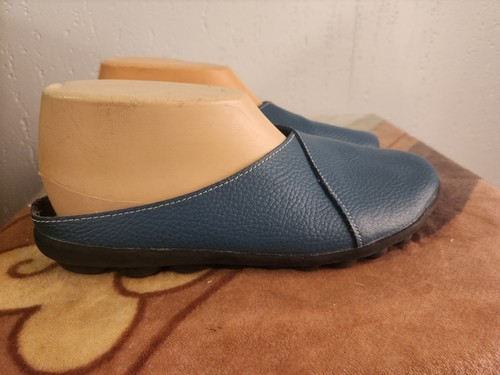 Socofy blue leather mule - blue,