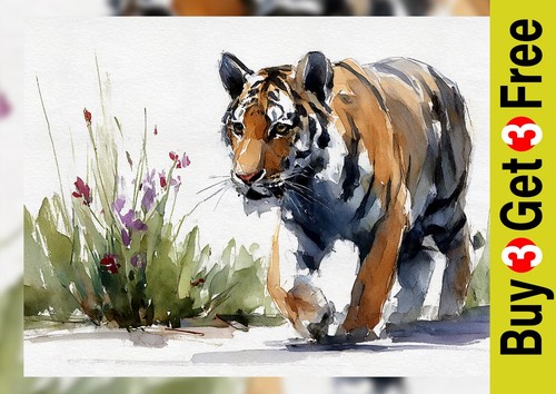 Bold watercolor tiger painting - bold,