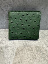 DAKS London Bi-fold Wallet Men's Green  ostrich leather Hand made BNWT 